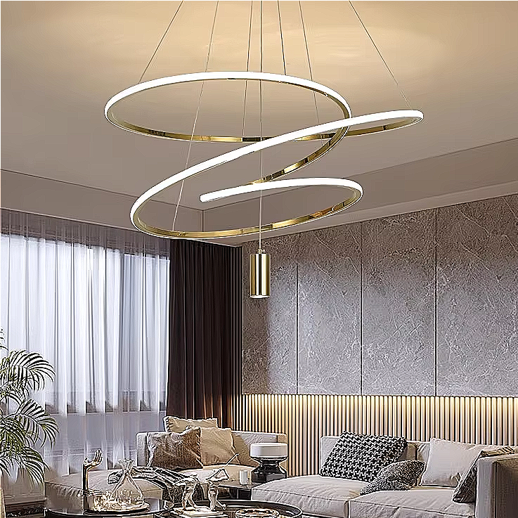 Modern linear metal, glass globe, wave, and sculptural LED chandeliers for kitchen islands, entryways, and living rooms | LINKORI Contempo Sleek