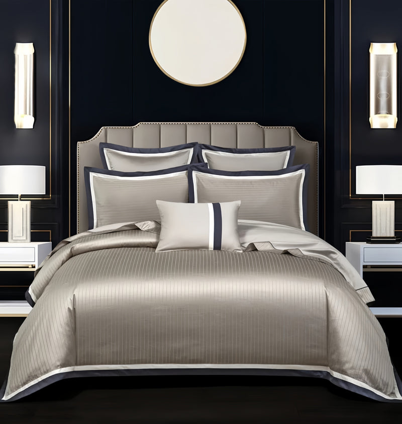 Minimalist Egyptian cotton duvet cover set with refined texture and subtle luxury – LINKORI quiet opulence collection