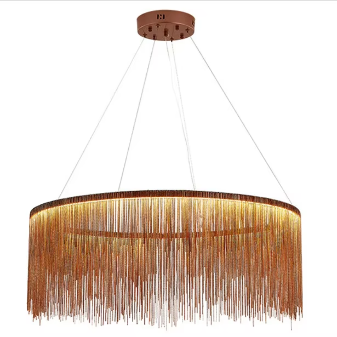 Modern Chain Chandelier – Polished Rose Gold LED Pendant for Dining Room & Boutique Interiors | LINKORI YNSELL