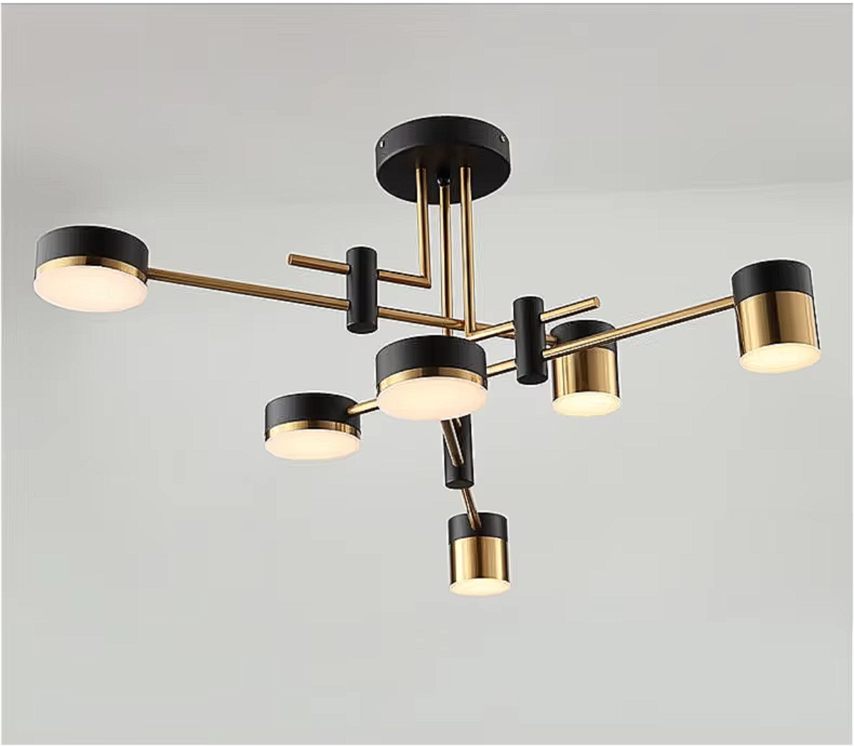 LINKORI WEDJECK NOIR Black & Gold LED Chandelier – Contemporary Cylinder Pendant Light for Dining & Loft Spaces