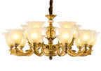 15-head antique gold chandelier with tulip shades, statement light for luxury dining halls