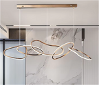 Gold Sculptural LED Chandelier – Modern 5-Ring Statement Chandelier for Dining Room and Kitchen Island | LINKORI JULIPPER S