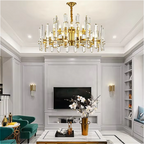 2-tier bronze chandelier with clear crystals perfect for foyer and grand interiors