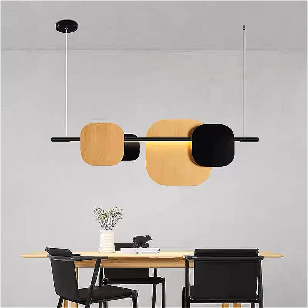Modern Black & Gold LED Chandelier – Sculptural Chandelier for Modern Dining Rooms