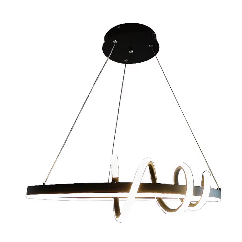Isolated product image of LINKORI DRULLQ ÉCLAT – sculptural matte black LED ring chandelier with architectural design
