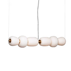 luxury white opal glass linear pendant chandelier, dining room centerpiece lighting, modern calm décorMARSH Serenity