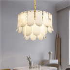 luxury alabaster leaf pendant chandelier – statement lighting for dining tables, foyers, and timeless classic homes
