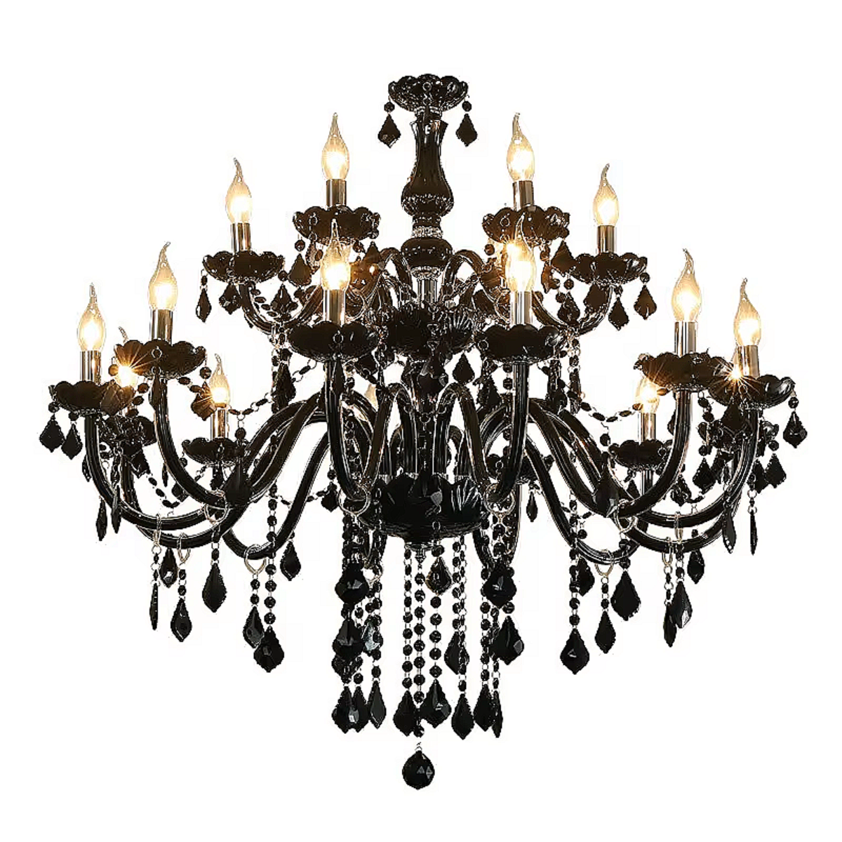 Baroque Black Crystal Chandelier – 18-Light Castlecore-Inspired Luxury Lighting from LINKORI Luxe Brilliance Collection