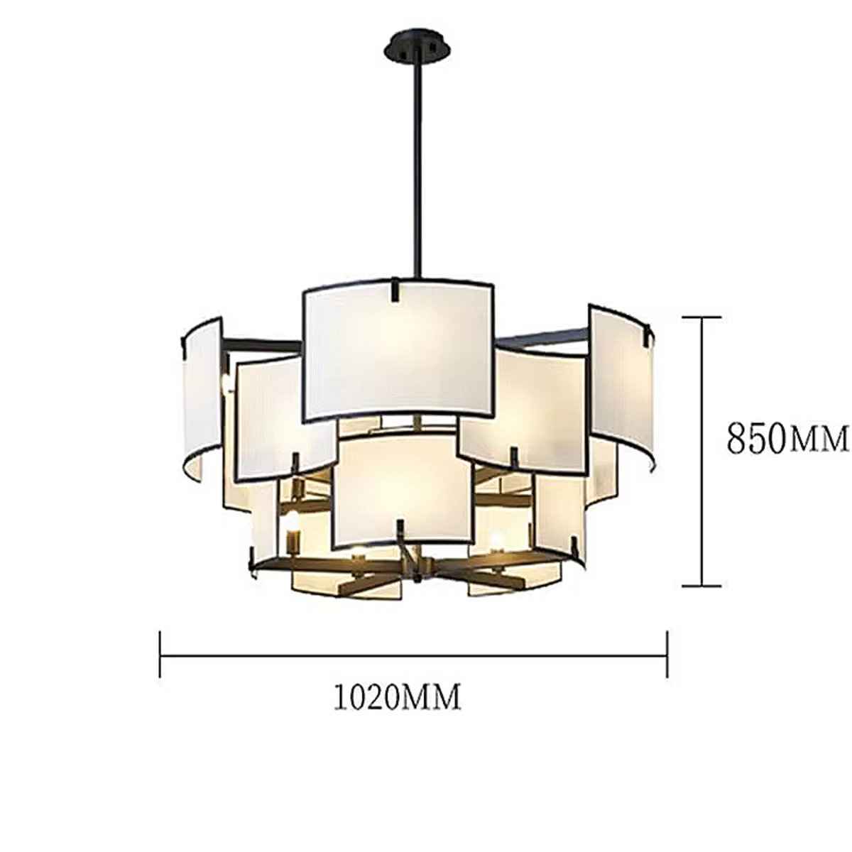 Nature fiber chandelier, modern chandelier, layered fabric shades, hotel lobby & living space ceiling light