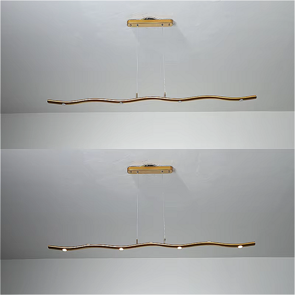 Contemporary dining room wave pendant light over dining table warm LED lighting modern gold chandelier elegant interior design LINKORI STRIQU