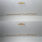 Contemporary dining room wave pendant light over dining table warm LED lighting modern gold chandelier elegant interior design LINKORI STRIQU