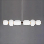 opal glass linear chandelier for kitchen island, modern pendant bar light, sleek gold frame, LINKORI MARSH SERENITY