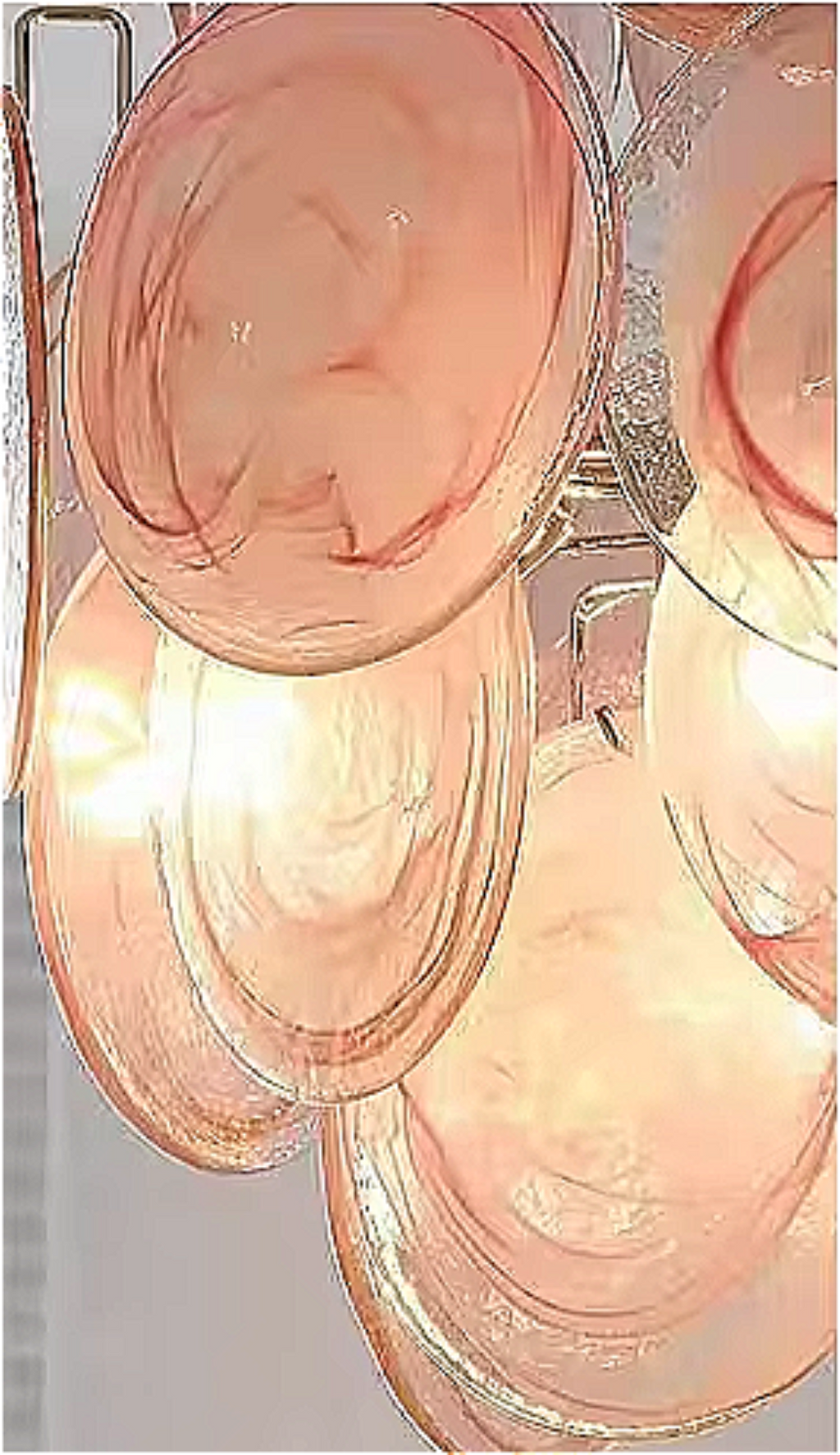 Close-Up of Blush Pink Handblown Murano Glass Disc with Iridescent Texture – Venetian Lighting Detail | LINKORI REODIOL