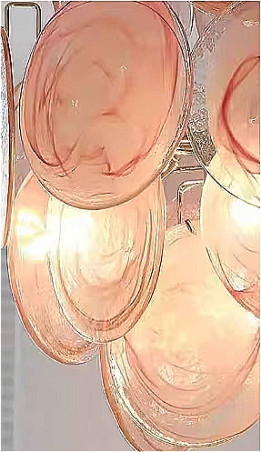 Close-Up of Blush Pink Handblown Murano Glass Disc with Iridescent Texture – Venetian Lighting Detail | LINKORI REODIOL