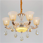 Luxury Vintage Crystal Chandelier – 8-Light Glass Pendant with Etched Shades for Dining Room & Living Rooms