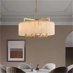 hand-carved alabaster round chandelier – modern gold round lighting centerpiece for dining tables and foyers