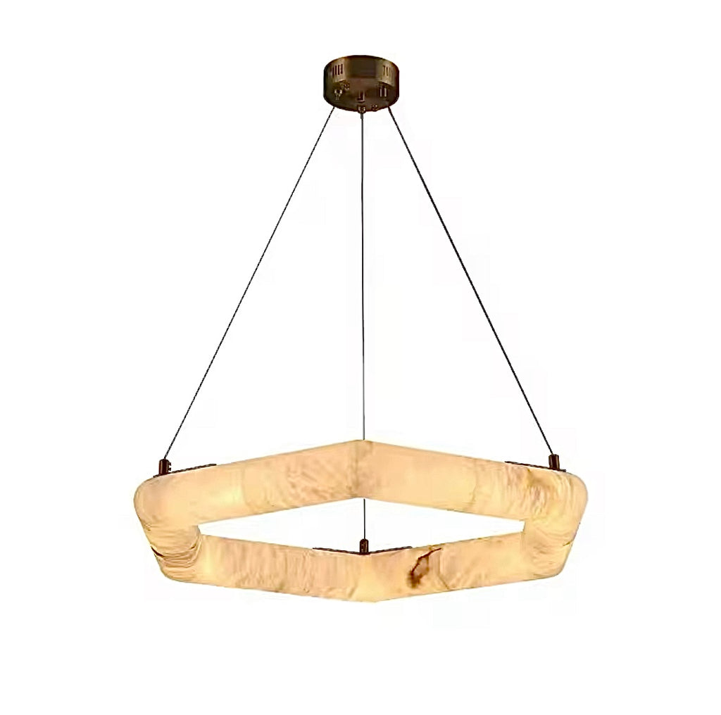 alabaster geometric ring chandelier modern luxury ceiling light warm ambient dining room lighting LINKORI AURALITH