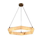 alabaster geometric ring chandelier modern luxury ceiling light warm ambient dining room lighting LINKORI AURALITH