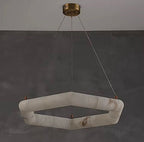 modern ring chandelier alabaster stone ceiling light minimalist living room soft glow lighting LINKORI AURALITH