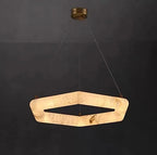 luxury geometric chandelier alabaster pendant light contemporary open space interior lighting LINKORI AURALITH