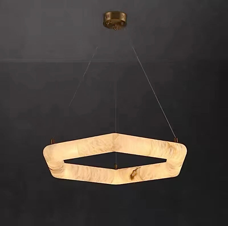 luxury geometric chandelier alabaster pendant light contemporary open space interior lighting LINKORI AURALITH