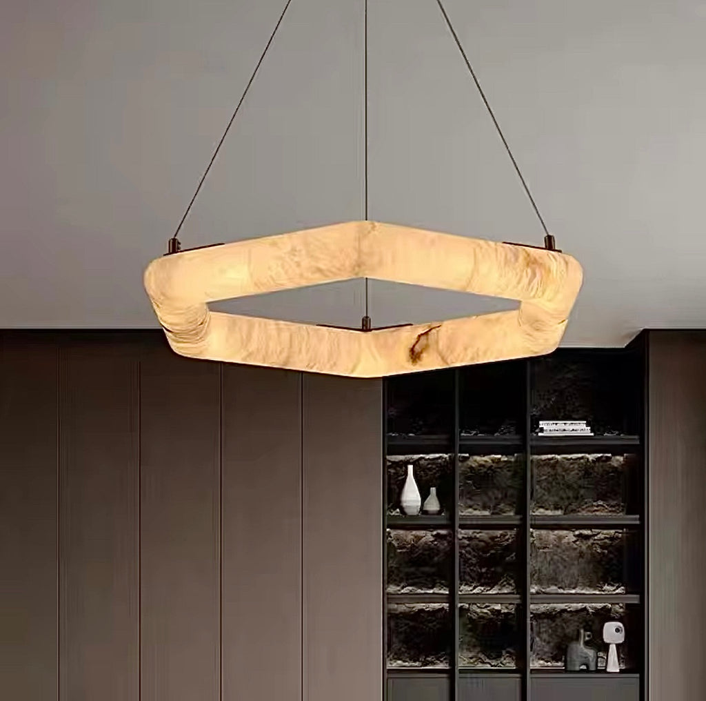alabaster luxury pendant light warm glow neutral interior modern ceiling lighting LINKORI AURALITH