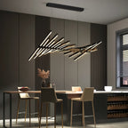 Black Adjustable LED Chandelier Above Modern Luxury Dining Table – LINKORI Black Stick Custom Flex Lighting