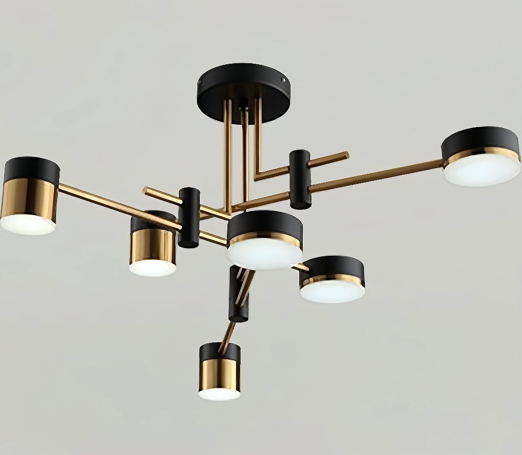 Modern Black & Gold LED Chandelier – Cylinder Pendant Light for Dining Room & Contemporary Interiors | LINKORI WEDJECK NOIR