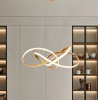 Sculptural Gold LED Chandelier – No Assembly Modern Pendant Light for Dining Room & Entryway | LINKORI CHARLIER INFINITY