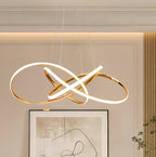 Sculptural Gold LED Chandelier – No Assembly Modern Pendant Light for Dining Room & Entryway | LINKORI CHARLIER INFINITY