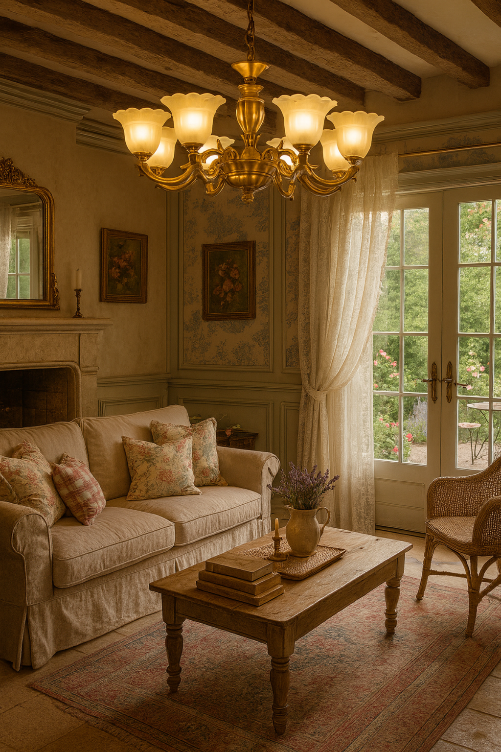 frosted glass tulip chandelier, antique LED pendant light for cottagecore interiors.