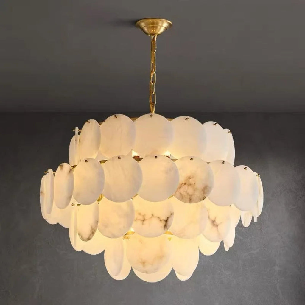 Spain alabaster 4-tier chandelier, modern classic living room, dimmable E14 bulbs — LINKORI RODDLE