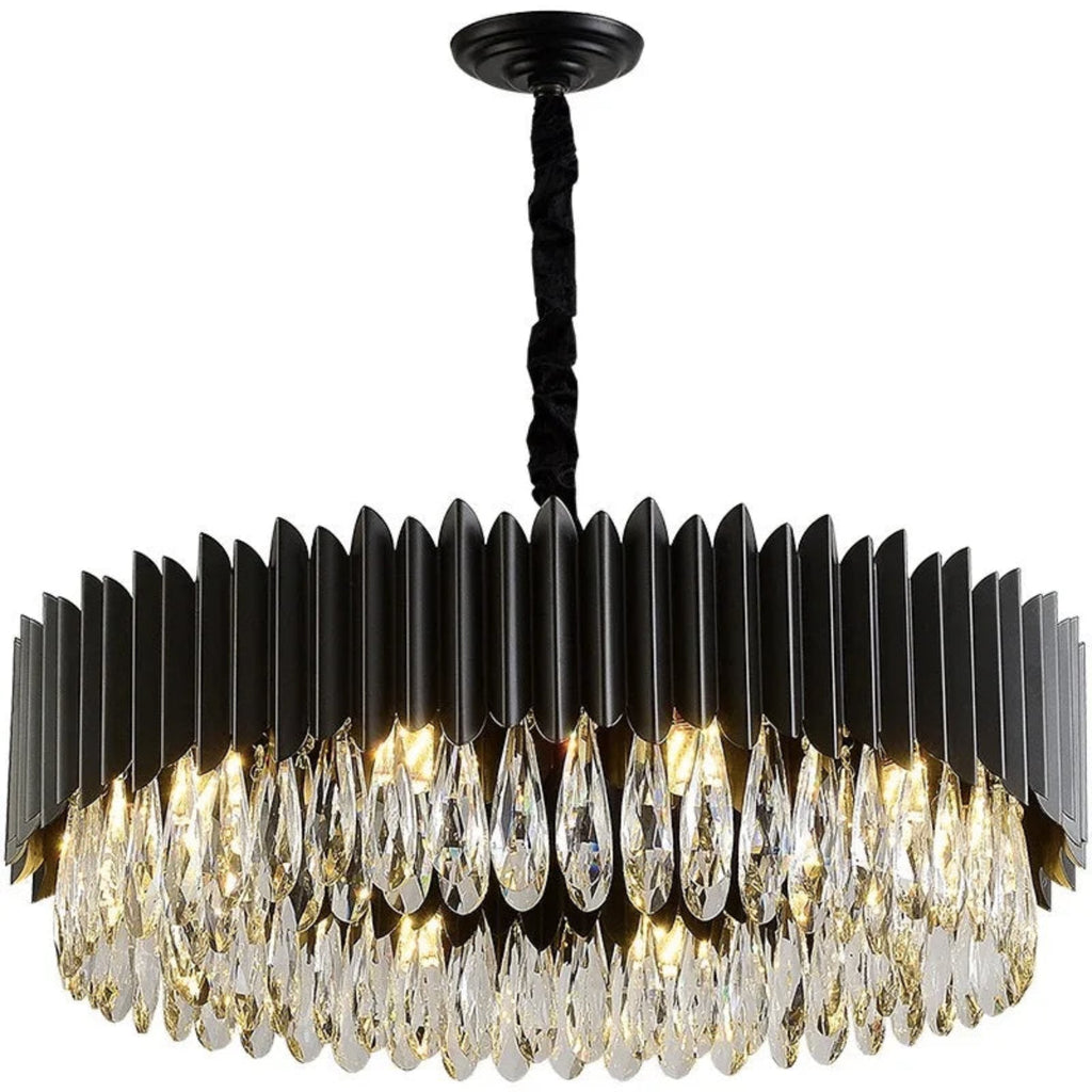 Luxury Crystal Black Chandelier – 16-light round design with crystal and matte black finish