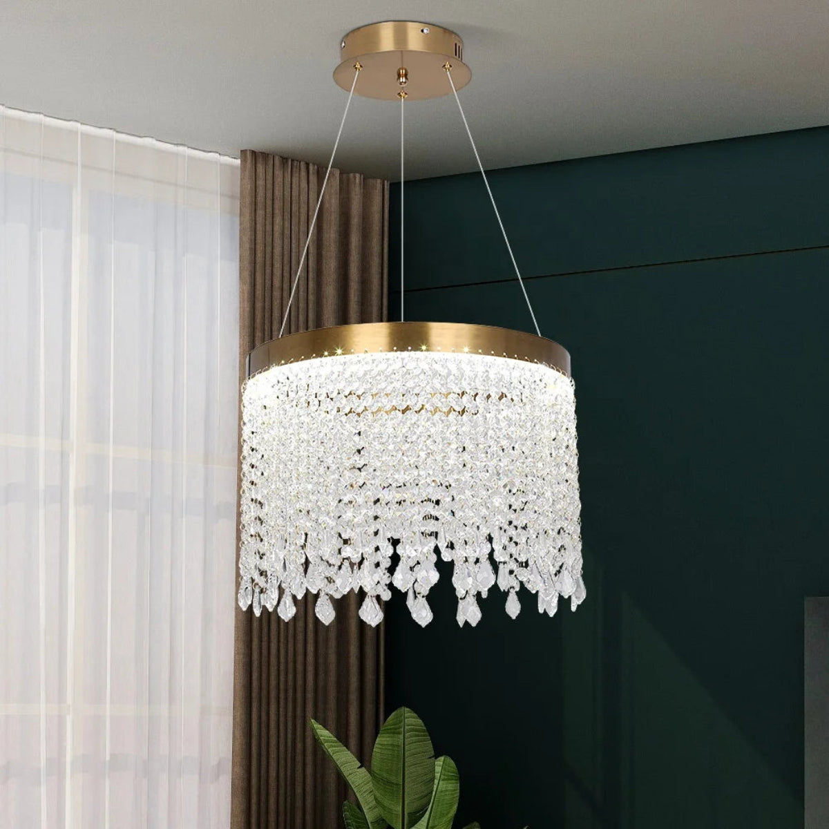 Luxury Crystal Tassel Chandelier – Gold Contemporary Pendant Light for Modern Livning Room