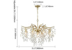 Luxury Gold Crystal Chandelier – Artistic Leaf Pendant Light for Modern Dining Room & Living Room