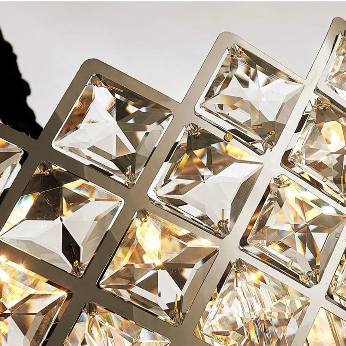 Luxury Rectangular Crystal Chandelier – Black & Silver 10-Light Pendant for Dining Room 