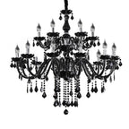 Gothic black crystal chandelier, 18-light, full front view by LINKORI JANJULIQ.