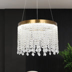 Luxury Crystal Tassel Chandelier – Gold Contemporary Pendant Light for Modern Dining Room