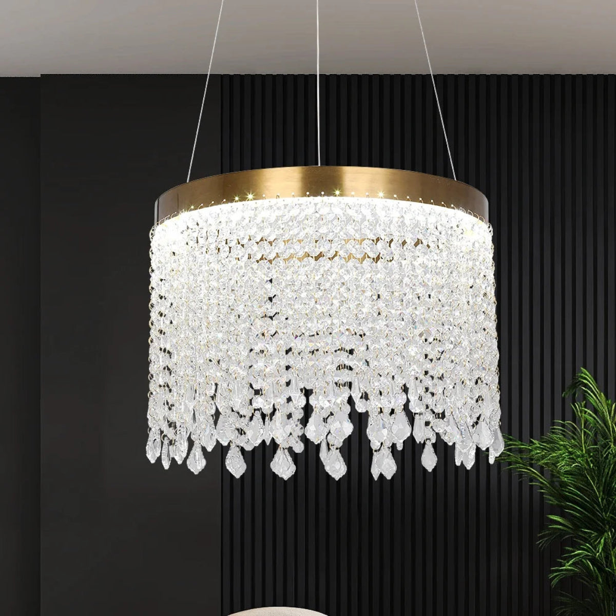 Luxury Crystal Tassel Chandelier – Gold Contemporary Pendant Light for Modern Dining Room