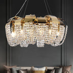 Luxury Sculptural Crystal Chandelier – Gold Halo Pendant Light for Contemporary Dining Room & Living Room