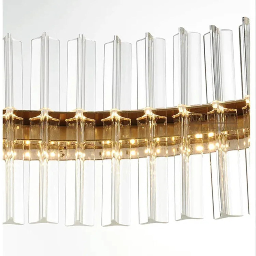 LED ring chandelier 23.6" diameter, warm 2700K glow, gold finish overhead shot, entryway — LINKORI DEROLLEN