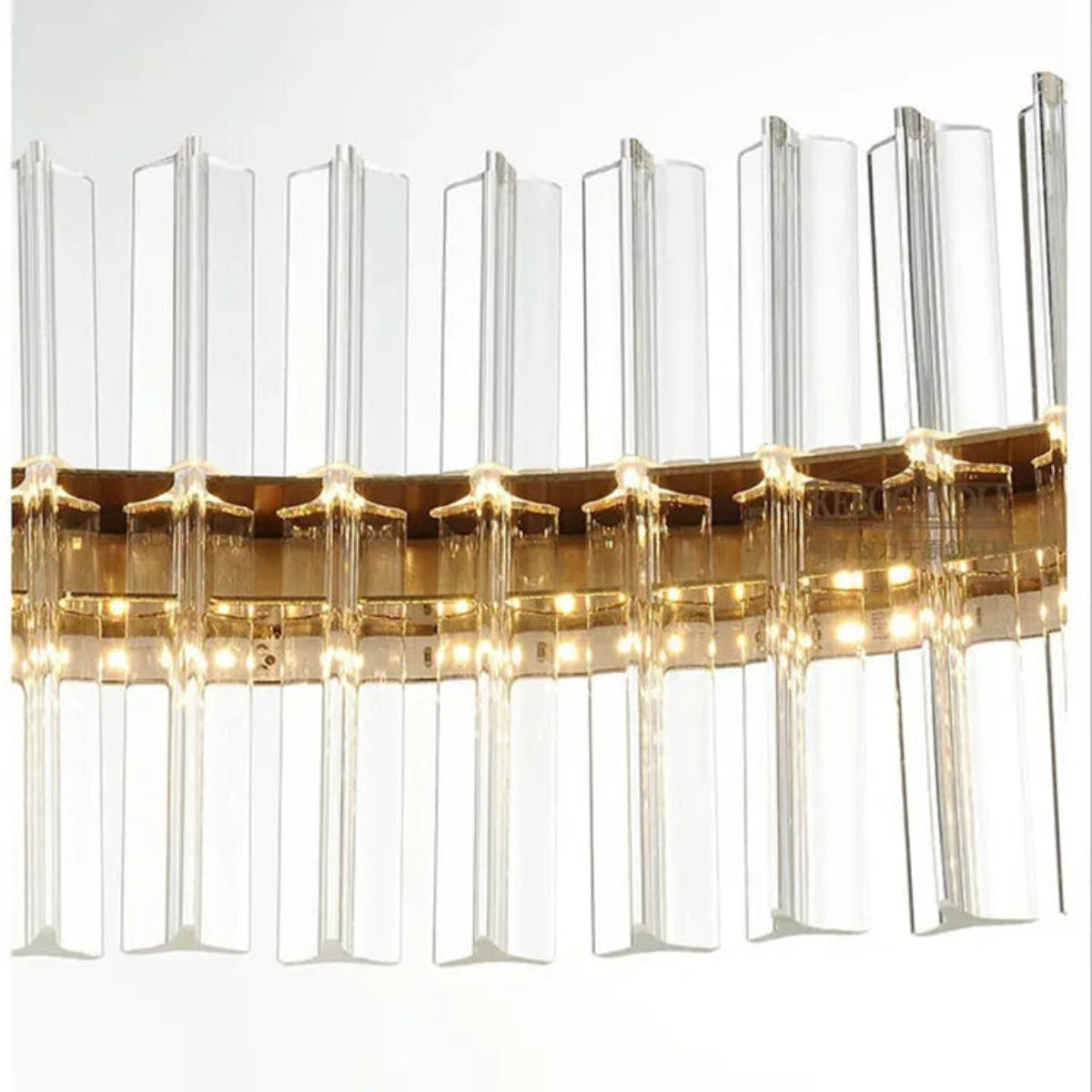 LED ring chandelier 23.6" diameter, warm 2700K glow, gold finish overhead shot, entryway — LINKORI DEROLLEN