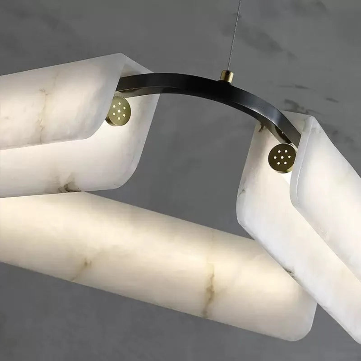 luxury modern alabaster chandelier, black-finished copper pendant light for contemporary dining & foyer interiors