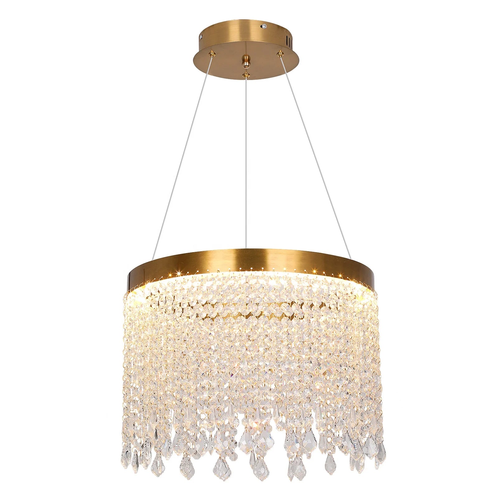 Luxury Crystal Tassel Chandelier – Gold Contemporary Pendant Light for Bedroom & Living Room 
