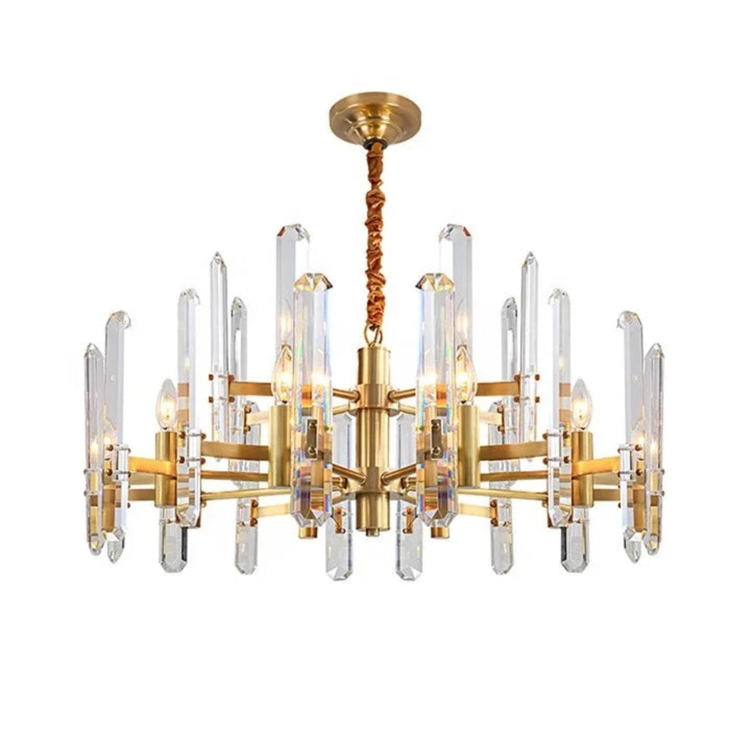 Antique brass crystal chandelier 15-light 2-tier bronze pendant for luxury dining room