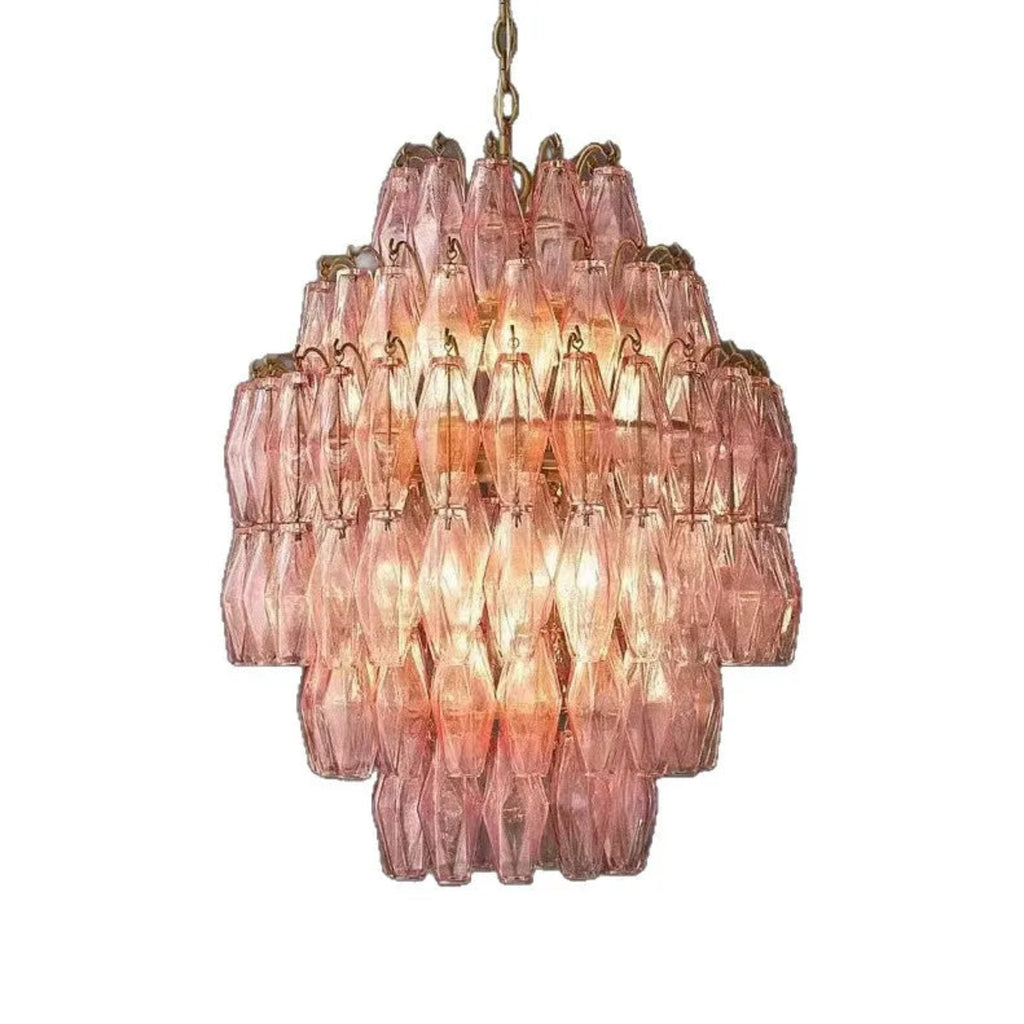 Vintage pink Murano chandelier with layered sculptural glass in a modern luxury interior – statement lighting for upscale dining and living spaces | LINKORI TRELLON