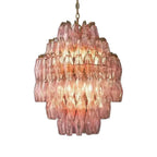 Vintage pink Murano chandelier with layered sculptural glass in a modern luxury interior – statement lighting for upscale dining and living spaces | LINKORI TRELLON