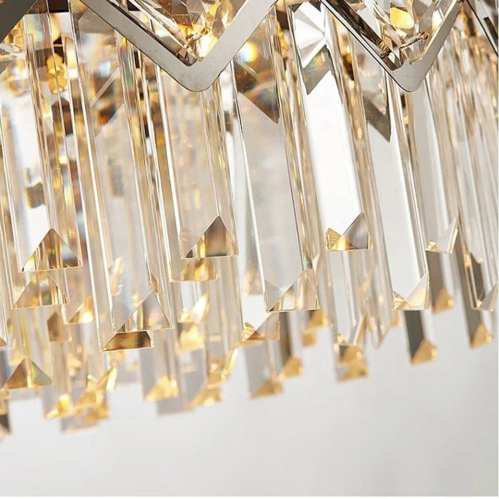 Luxury Rectangular Crystal Chandelier – Black & Gold 10-Light Pendant for Contemporary Dining Room 