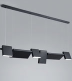 Customizable 6-panel chandelier design – black modular LED pendant for dining rooms, kitchen islands, and architectural interiors | LINKORI MODULQ BLACK LINE.