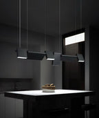 Modern classic dining room chandelier – matte black modular LED pendant with customizable panel angles | LINKORI MODULQ BLACK LINE.